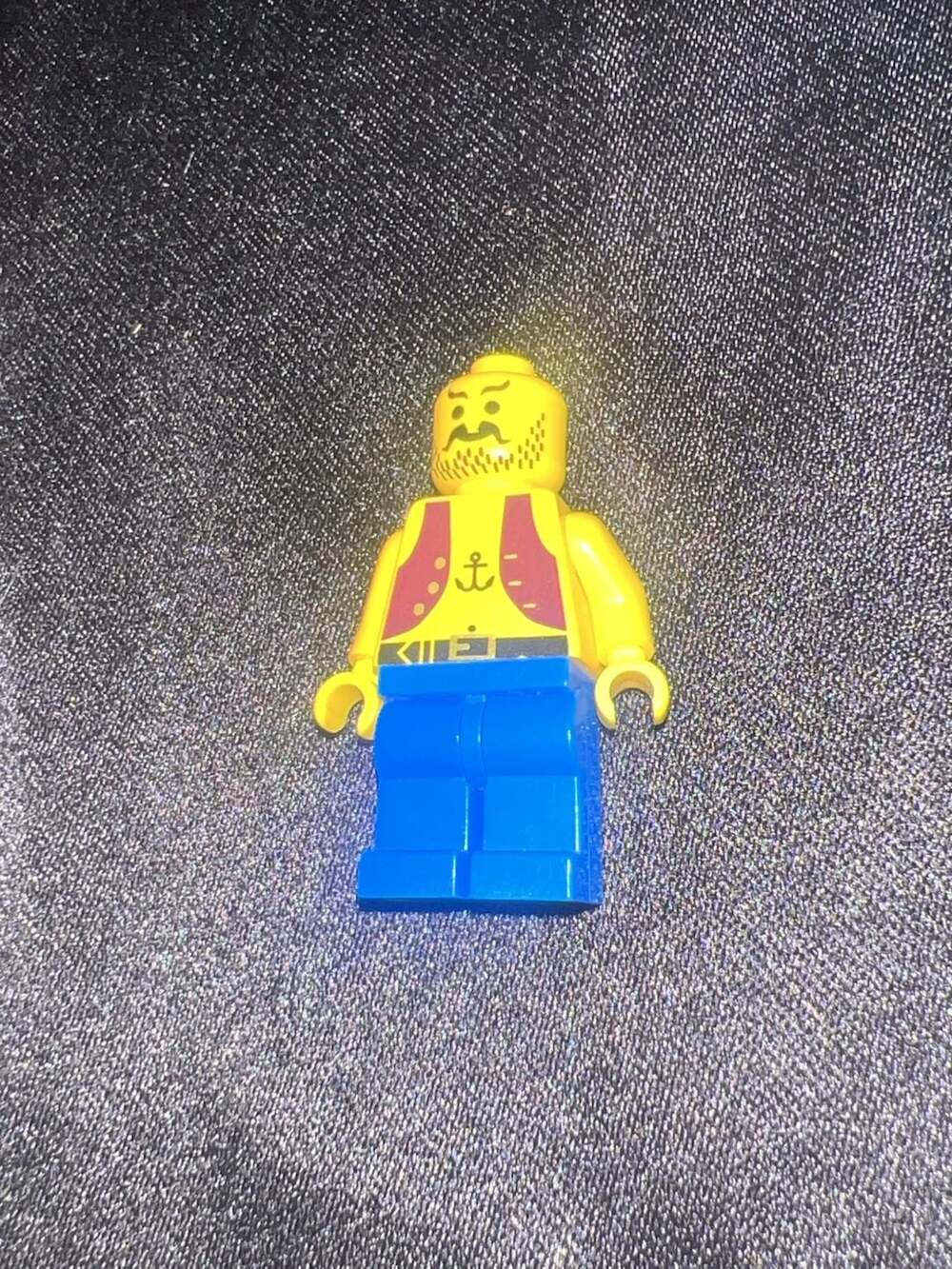 LEGO Pirates Minifigure, Pirate with Anchor Print on Maroon Vest/ Blue Legs